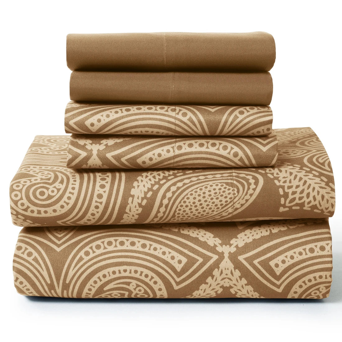 Luxurious 6-Piece Paisley Bed Sheet Set displayed in a vibrant color option, featuring its deep pocket design.