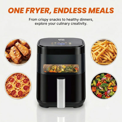 Simple Deluxe 3.2QT Visible Window Air Fryer, 1200W Compact 8-in-1 Touchscreen Air Fryer for Dorms & Apartments prepared for crispy meals with little to no oil in a compact air fryer.