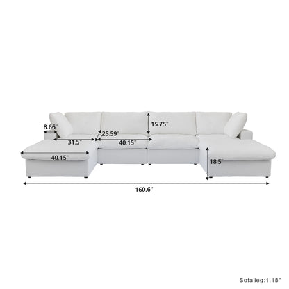 Modular 6-seat U-shaped Down Filled Comfy Cloud Couch