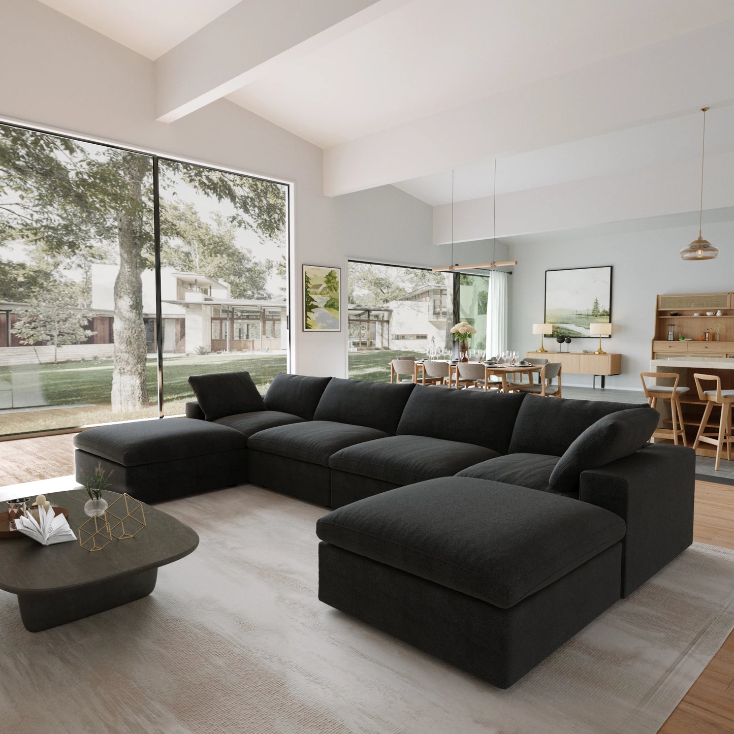 Modular 6-seat U-shaped Down Filled Comfy Cloud Couch