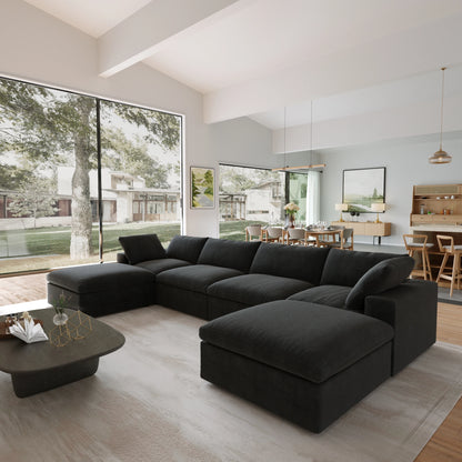 Modular 6-seat U-shaped Down Filled Comfy Cloud Couch