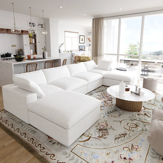 Modular 6-seat U-shaped Down Filled Comfy Cloud Couch