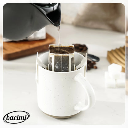 Bacimi 13.5 oz Stoneware Coffee Mug Set of 4, Handcrafted Ceramic Cups for Coffee, Tea & Lattes — 13.5-ounce stoneware coffee mug set for coffee and tea
