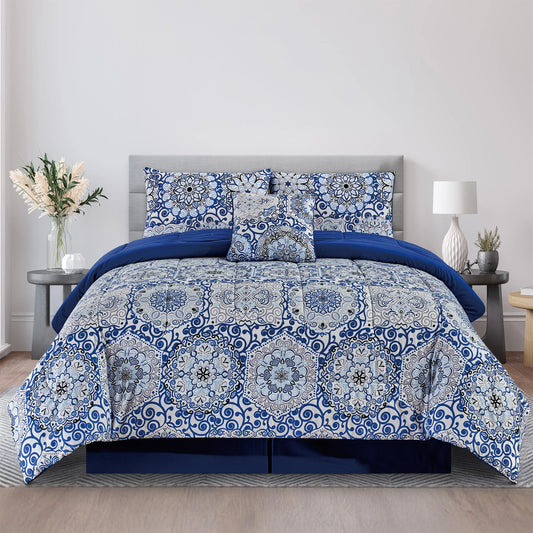 Microfiber Reversible Comforter Set featuring Aztec print, perfect for a stylish bedroom upgrade.