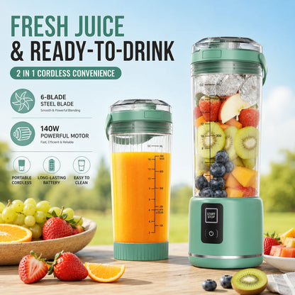 Portable 500ml USB Rechargeable Smoothie Maker with 6 Blades, 2 Modes & BPA-Free Travel Cup, BPA-free portable smoothie blender cup