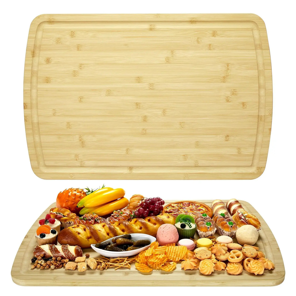 Extra-Large 30 x 20 Inch Bamboo Cutting Board with Juice Groove, Handles & Reversible Butcher Block Design, oversized bamboo cutting board with built-in handles