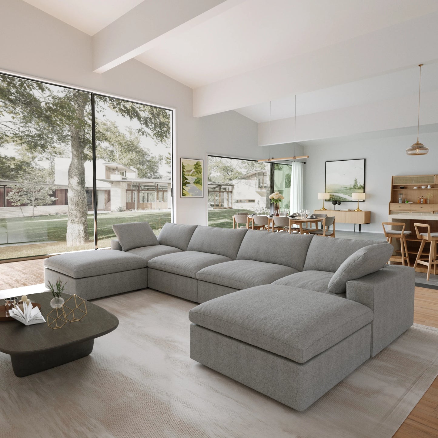 Modular 6-seat U-shaped Down Filled Comfy Cloud Couch