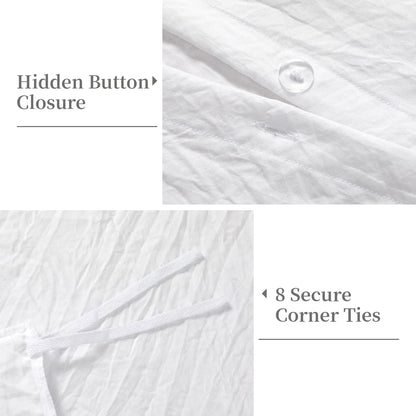 Queen White Microfiber Ruffle Duvet Cover Set, 3-Piece featuring a lightweight white ruffle duvet cover for all-season bedding