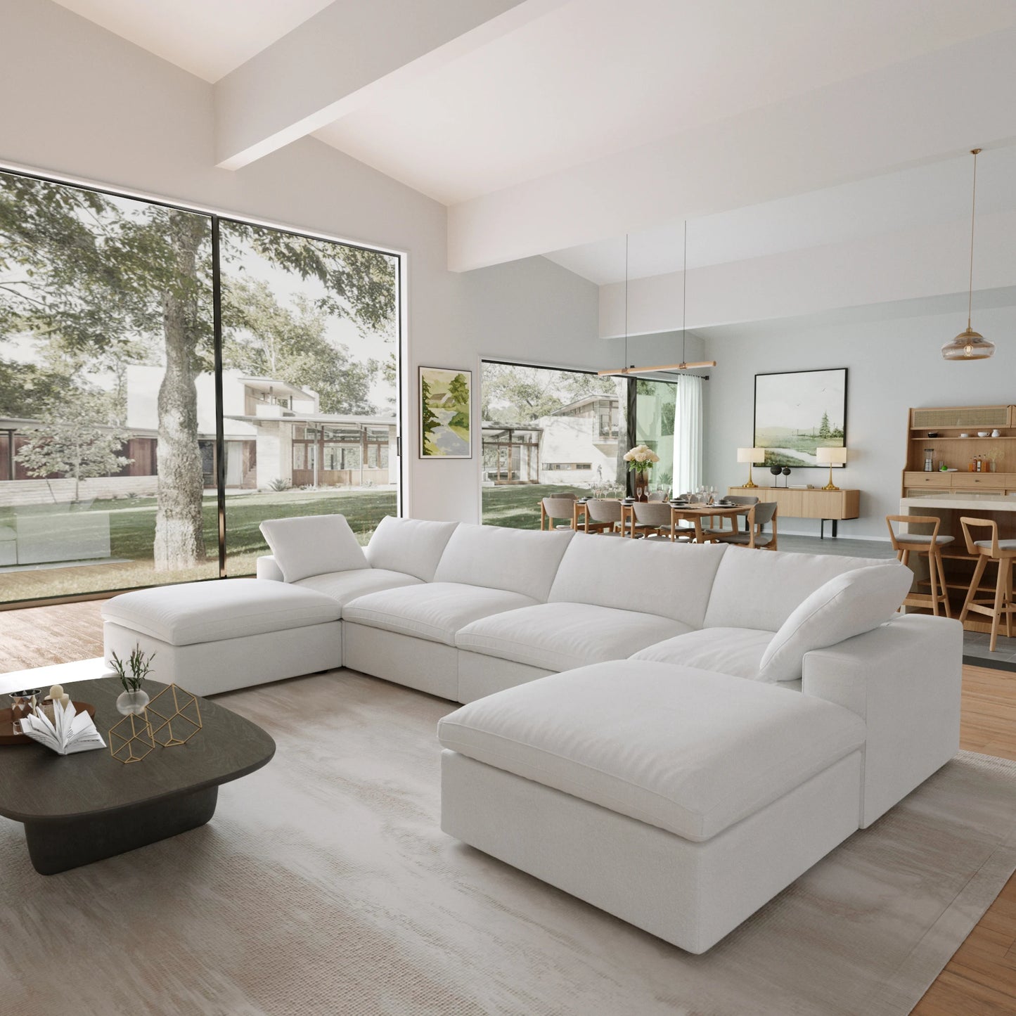 Modular 6-seat U-shaped Down Filled Comfy Cloud Couch