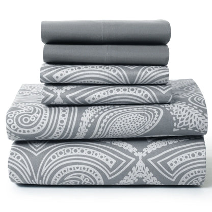 Close-up of the beautiful paisley pattern on the Luxurious 6-Piece Paisley Bed Sheet Set in any of its colors.
