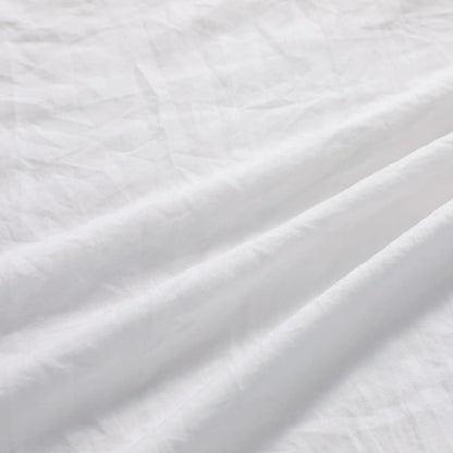 Queen White Microfiber Ruffle Duvet Cover Set, 3-Piece with hidden button closure and secure ties on the white ruffle duvet cover