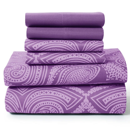 Luxurious 6-Piece Paisley Bed Sheet Set displayed in Grey, showcasing the elegant paisley design.