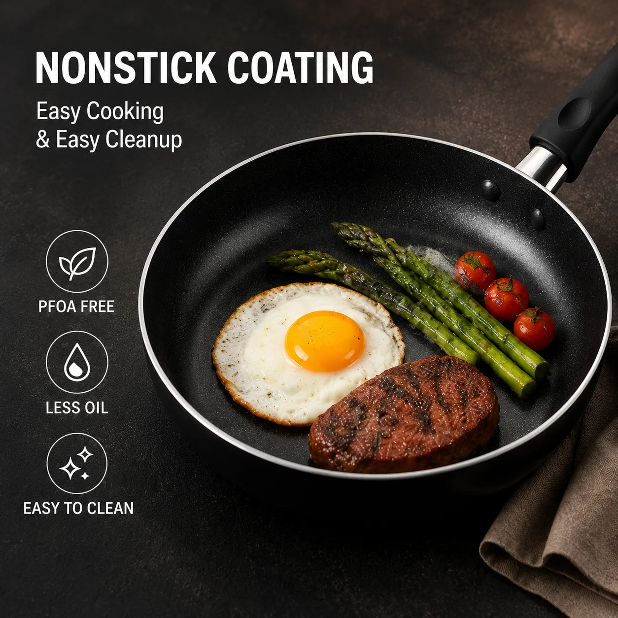 13-Piece Black Non-Stick Cookware Set with Glass Lids & Utensils for Home Kitchen, three-pot black cookware set