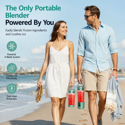 Portable 500ml USB Rechargeable Smoothie Maker with 6 Blades, 2 Modes & BPA-Free Travel Cup, USB rechargeable portable smoothie blender