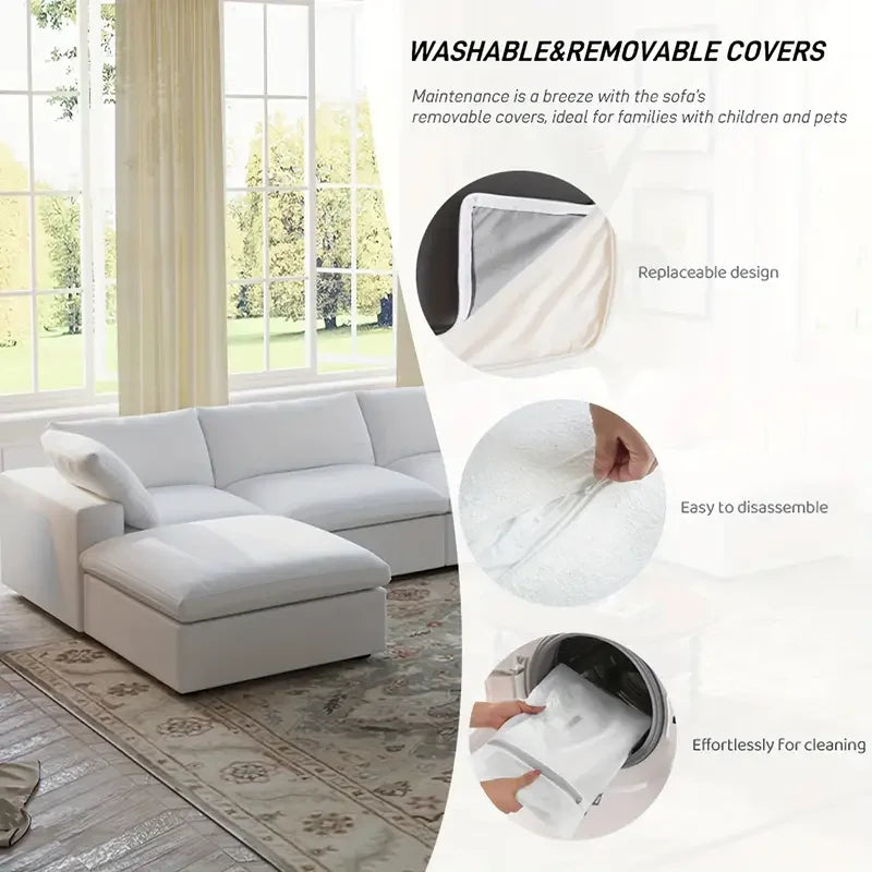 Modular 6-seat U-shaped Down Filled Comfy Cloud Couch