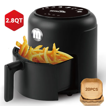 2.8QT Digital Mini Air Fryer, 1200W Compact Nonstick Air Fryer with Touchscreen & Dishwasher-Safe Basket, compact air fryer basket and tray