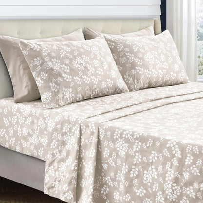 Elegant 4-Piece Microfiber Floral Sheet Set 