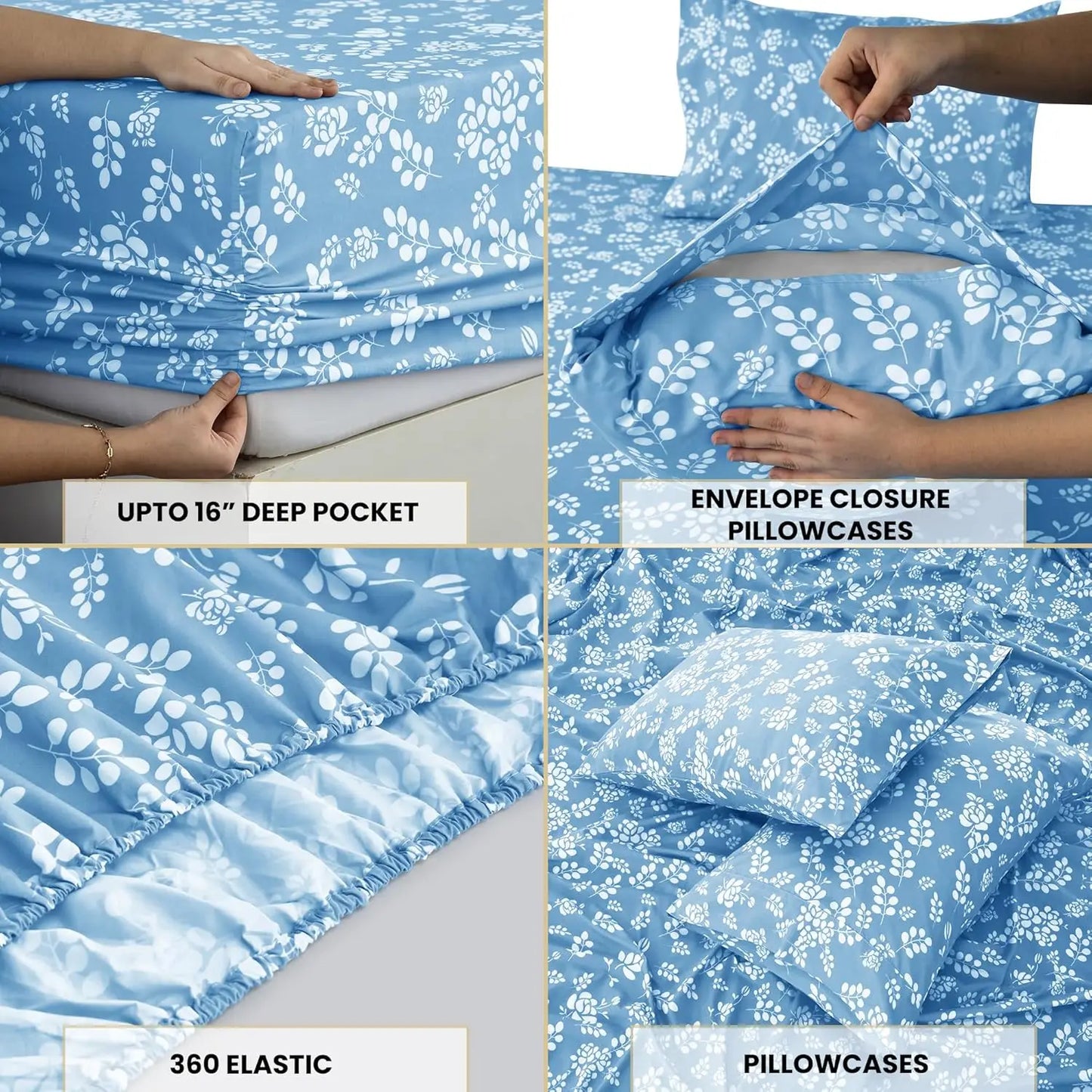 Elegant 4-Piece Microfiber Floral Sheet Set 