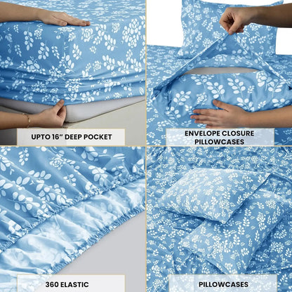 Elegant 4-Piece Microfiber Floral Sheet Set 