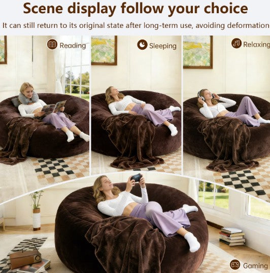 Chic oversized bean bag chair featuring removable cover for easy cleaning and maintenance.
