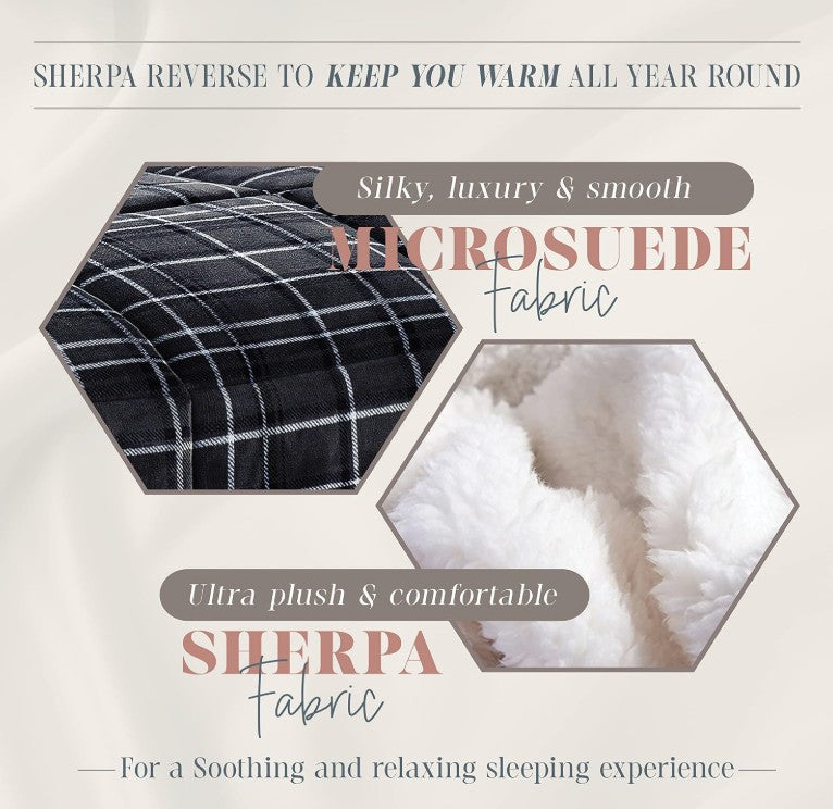 Machine washable Luxury Plaid Sherpa Comforter Set designed for effortless care and durability.