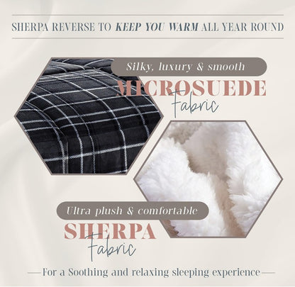 Machine washable Luxury Plaid Sherpa Comforter Set designed for effortless care and durability.