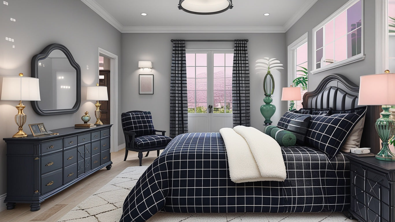 Luxury Plaid Sherpa Comforter Set illustrating the softness of its micro-suede face and Sherpa backing.