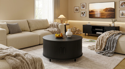 Lifestyle image of the modern coffee table in a bright living space – The perfect mid century coffee table for enhancing your home.