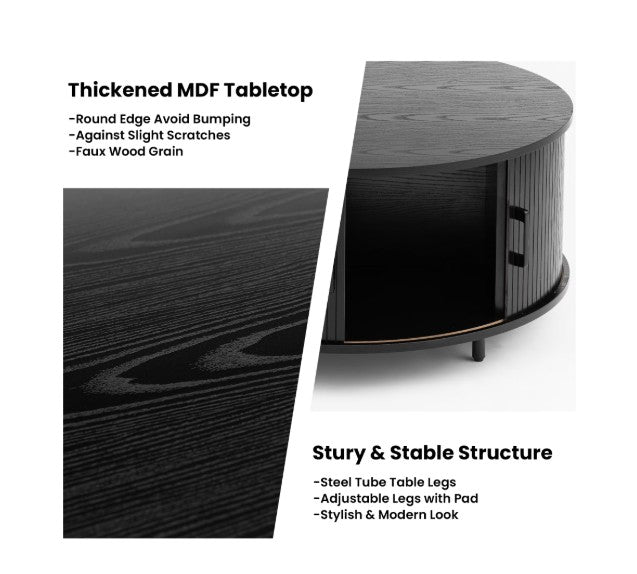 Storage capacity demonstration of the mid century coffee table – Ideal for tucking away essentials.