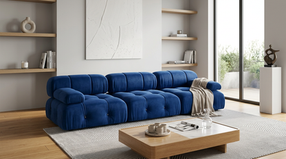 Stylish details of the Green or Blue Velvet Modular Sectional Sofa – A perfect blend of comfort and modern design in this modular sectional sofa.
