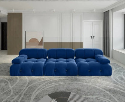 Reversible layout of Green or Blue Velvet Modular Sectional Sofa – Versatile modular sectional sofa easily reconfigurable for your space.
