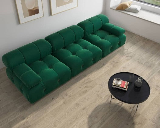 Close-up of the velvet fabric of the Green or Blue Velvet Modular Sectional Sofa – Luxurious texture that enhances the beauty of the modular sectional sofa.