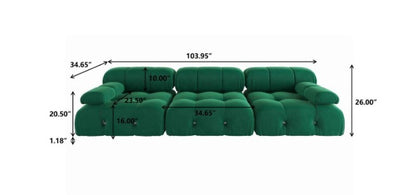 Comfortable seating of the Green or Blue Velvet Modular Sectional Sofa – Ideal for lounging and entertaining in a modern living room.