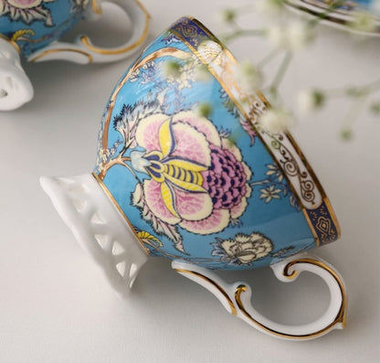Vintage Bone China Tea Cup with a captivating floral pattern for tea enjoyment.