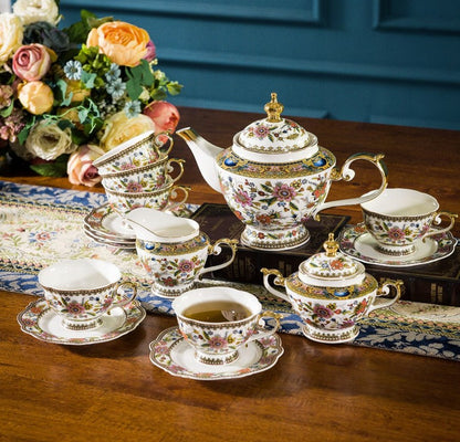 Vintage Bone China Tea Cup displayed in a stylish kitchen setting.