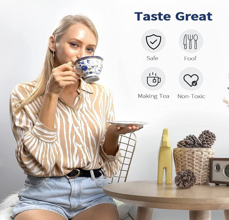 Modern vintage-inspired coffee break showcasing Vintage Bone China Tea Cup.