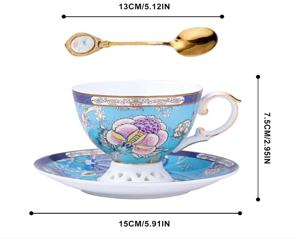 Delicate floral design on Vintage Bone China Tea Cup with subtle gold accents.