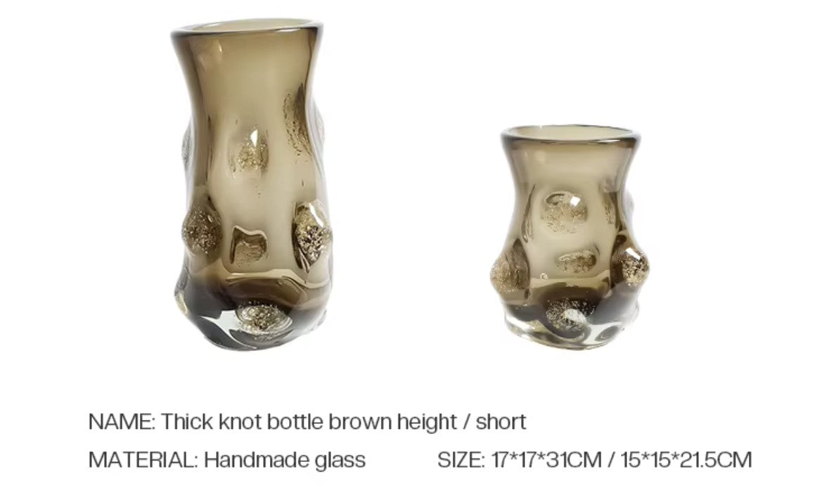 Dynamic angle of the Coffee Art Glass Nordic Vase emphasizing its beautiful shape and modern glass vase qualities.