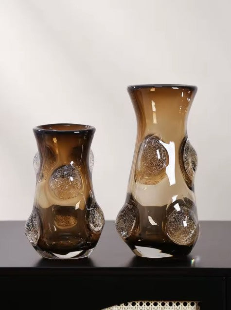 Highlighting the versatility of the Coffee Art Glass Nordic Vase as a modern glass vase for weddings and events.