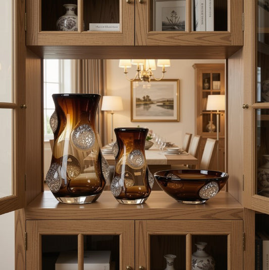 Coffee Art Glass Nordic Vase – Modern Light Luxury TV Cabinet Centerpiece showcasing a modern glass vase ideal for minimalist decor.