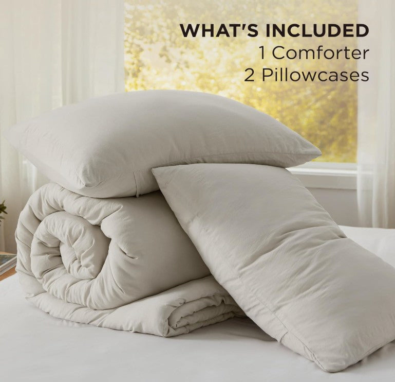California King Comforter Set – Close view displaying the soft touch and elegant pillow designs.