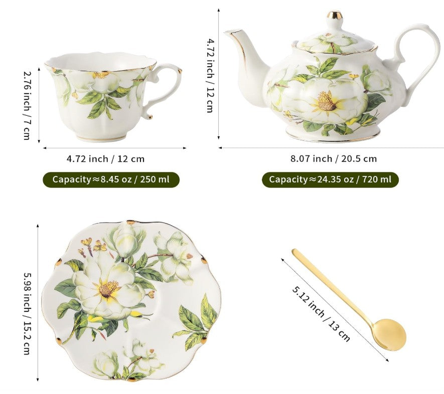 Vintage Blue Floral Bone China Tea Set ready for gift-giving or special occasions.