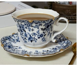 Vintage Blue Floral Bone China Tea Set with delightful details for a sophisticated tea time.