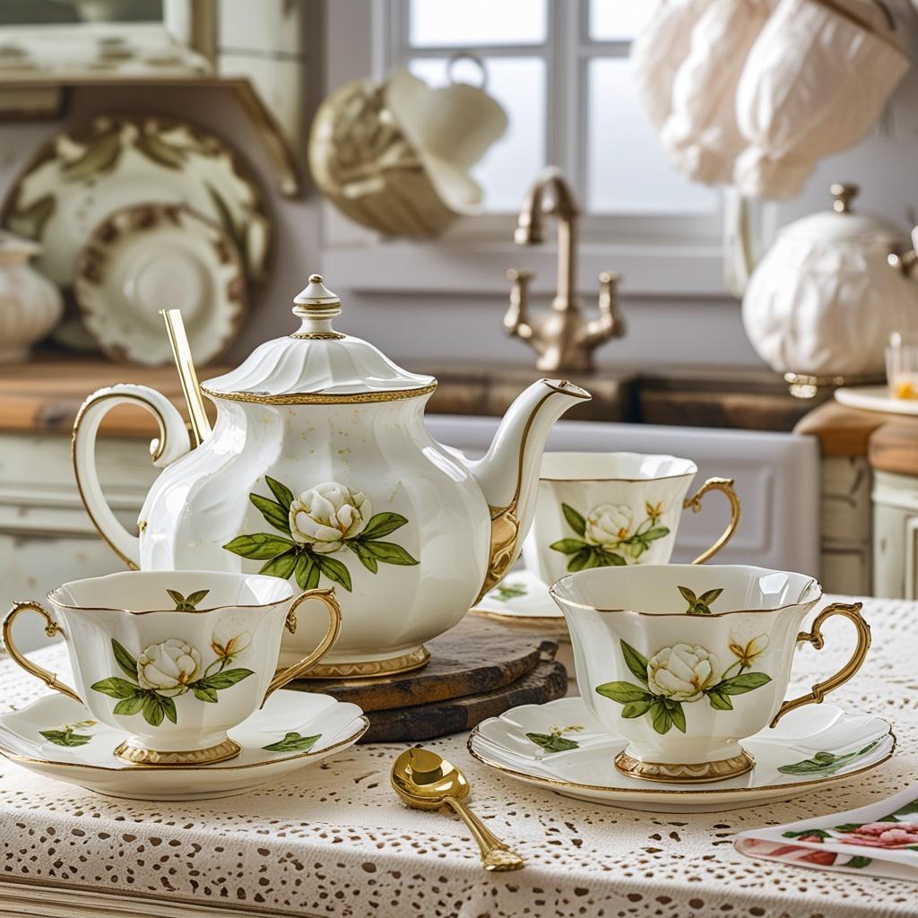 Complete Vintage Blue Floral Bone China Tea Set ideal for tea parties and celebrations.