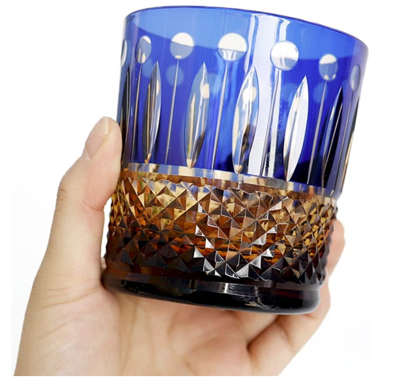 Gorgeous Premium Hand-Cut Whiskey Glass – Lead-Free Crystal Edo Kiriko Tumbler, ideal for a luxurious home bar experience.