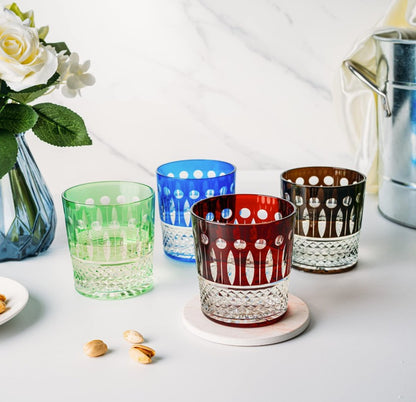 Artisan Premium Hand-Cut Whiskey Glass – Lead-Free Crystal Edo Kiriko Tumbler, ideal for adding luxury to cocktail time.