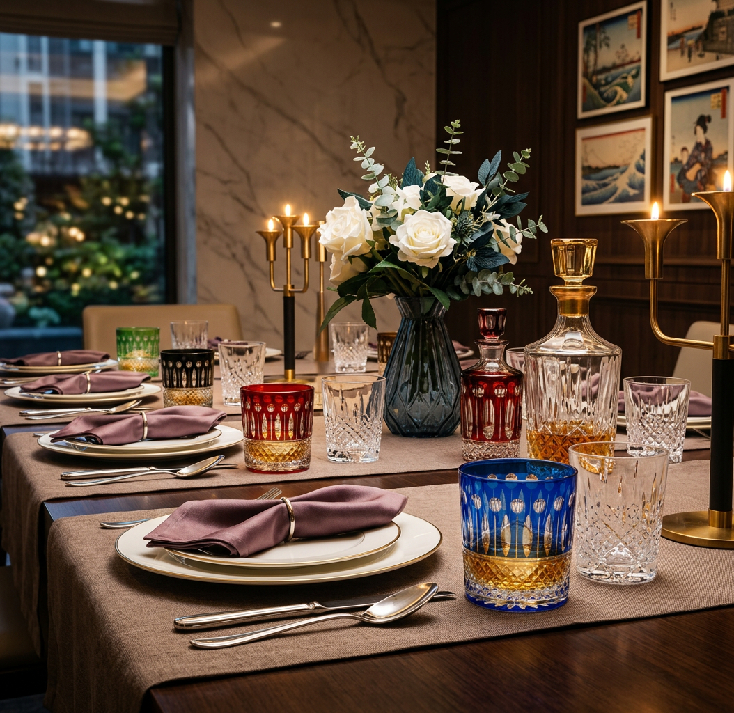 Luxury Premium Hand-Cut Whiskey Glass – Lead-Free Crystal Edo Kiriko Tumbler, highlighting its artisan design and perfect for whiskey enthusiasts.