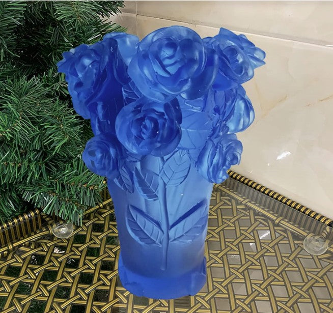 Beautifully designed Crystal Vase Incense Burner showcased on a styled tray with candles and florals, enhancing interior aesthetics.