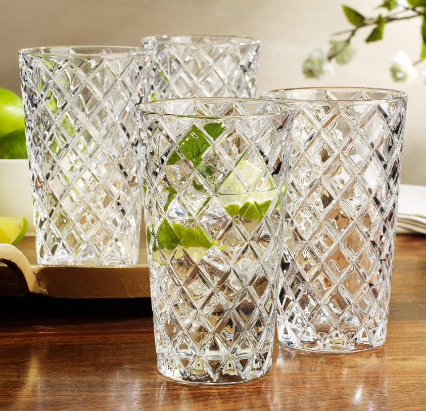 Entertain in style with these Luxury Diamond Cut Highball Glasses, adding a sophisticated touch to your drinkware.