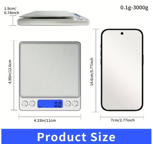 3000g Digital Kitchen Scale, 0.1g Precision Stainless Steel digital kitchen scale for portion control